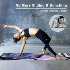 313113976958 HOME D COR Yoga Mat Towel Corner Pockets Slip #3