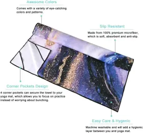 445016835841 HOME D COR Yoga Mat Towel Corner Pockets Slip