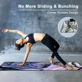 445031184139 HOME D COR Yoga Mat Towel Corner Pockets Slip #3