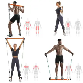 HM001OR HOMMIE Yoga Pilates Bar Resistance Bands Kit #2