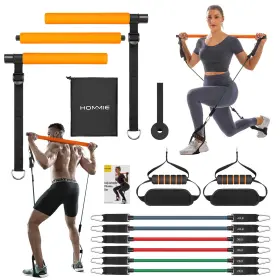 HM001OR HOMMIE Yoga Pilates Bar Resistance Bands Kit #3
