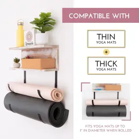 860010926819 HORIZONTE Yoga Mat Holder Wall Mount Solid Wood #3