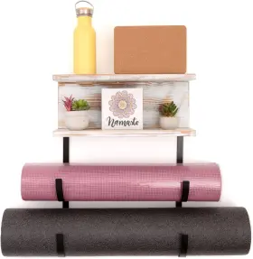 860010926819 HORIZONTE Yoga Mat Holder Wall Mount Solid Wood