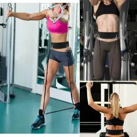 680491423023 HYVAWO Waist Belt Padded Gym Pulley Strap Rings #3