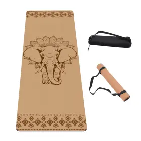 717019054916 IKULE Cork Yoga Mat Slip Exercise Fitness Pi