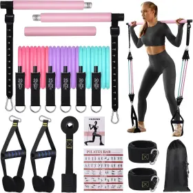 D8257K-11-N JJSHUND Pilates Bar Resistance Bands Gym Workout D8257K-11-N JJSHUND Pilates Bar Resistance Bands Gym Workout
