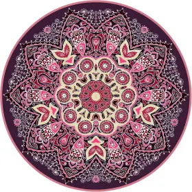 777647270584 KNSBK Round Yoga Mat Exercise Pink Blossom