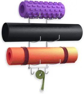 825694981790 LAKETANEY Wall Mount Yoga Mat Foam Roller Towel