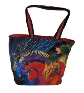 80365 LAUREL BURCH Wild Horses Fire Multicolor Tote Bag