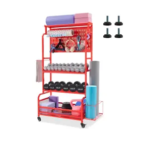 XWY230609A-RED LAUREN HAROLD Taller Gym Storage Organizer Mat
