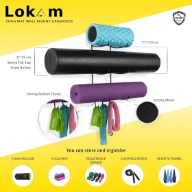 SSI005 LOKAM Yoga Mat Holder Wall Mount Foam Roller Towel #2