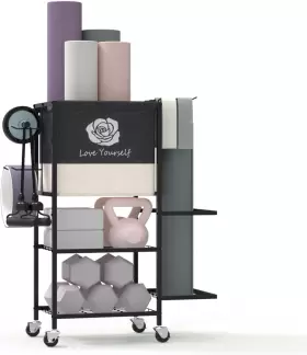 RACKV.1 LOVIND Gym Storage Rack Wheels Organizer Yoga Mat RACKV.1 LOVIND Gym Storage Rack Wheels Organizer Yoga Mat