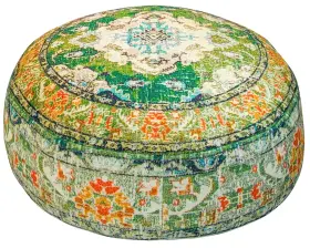 COVERPOUFROUNDGREEN104A MANDALA LIFE ART Yoga Cor Pouf Cover