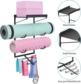 US-HSW-0053 MAYZOLOP Yoga Mat Holder Wall Mount Storage Rack #2