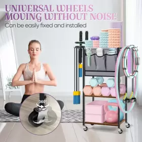 313027958989 MELOS Yoga Mat Storage Rack Hooks Wheels #3
