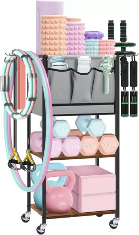 313027958989 MELOS Yoga Mat Storage Rack Hooks Wheels