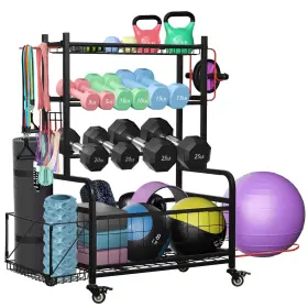 USM-DRA1-BK MOSXOED Rack Dumbbell Gym Storage Stand Yoga Mat