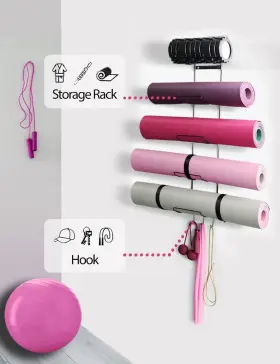 MR-H01 MRZZATA Yoga Mat Holder Wall Mount Storage Rack Wheels #2