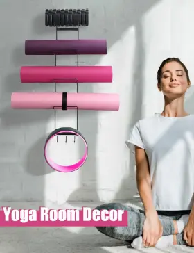 MR-H01 MRZZATA Yoga Mat Holder Wall Mount Storage Rack Wheels #3