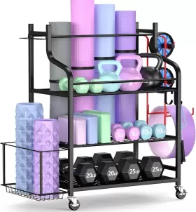 689829977610 MYTHINGLOGIC Yoga Mat Storage Gym Rack Dumbbells #2
