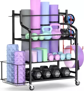 689829977610 MYTHINGLOGIC Yoga Mat Storage Gym Rack Dumbbells