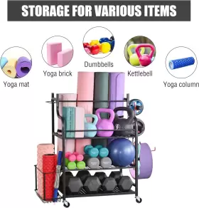 696231123986 MYTHINGLOGIC Yoga Mat Storage Gym Rack Dumbbells #2
