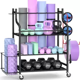 696231123986 MYTHINGLOGIC Yoga Mat Storage Gym Rack Dumbbells