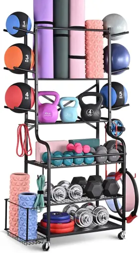 M740 MYTHINGLOGIC Yoga Mat Storage Gym Rack Dumbbells