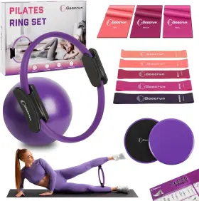SET-001 RING Pilates Bands Ball Sliding Disks Fitness Poster