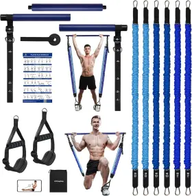 ASEF011 BAR Pilates Resistance Bands Steel Yoga Stick Gym Kit