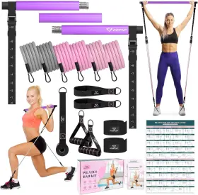 PBK-004 YOGA Pilates Bar Resistance Bands Gym Kit