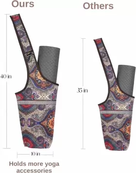 723098021541 NORCIA Yoga Mat Bag Strap Pocket Cashew Flower #2