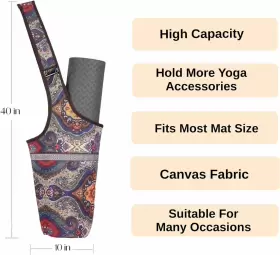 723098021541 NORCIA Yoga Mat Bag Strap Pocket Cashew Flower #3