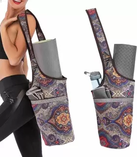 723098021541 NORCIA Yoga Mat Bag Strap Pocket Cashew Flower