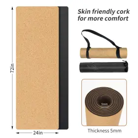 717206409543 NUVETI Cork Yoga Mat Tpe Bag Absor #2