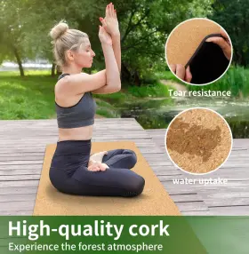 717206409543 NUVETI Cork Yoga Mat Tpe Bag Absor #3