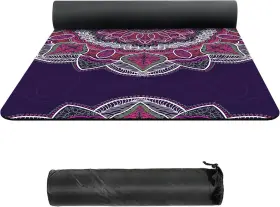 774980424650 NUVETI Suede Tpe Yoga Mat Eco Slip Flowers