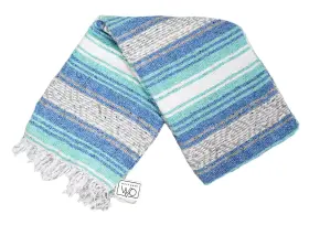 MX1-MINTOCEAN OPEN ROAD GOODS Mexican Handwoven Falsa Blanket MX1-MINTOCEAN OPEN ROAD GOODS Mexican Handwoven Falsa Blanket