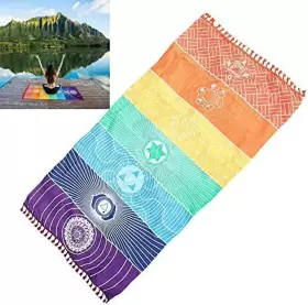 313025783712 OYEFLY Rainbow Chakra Yoga Mat Sunscreen Shawl #2