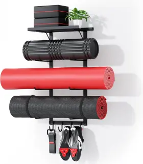 Pf-yholder PELOFAMILY Yoga Mat Holder Wall Mount Storage Rack