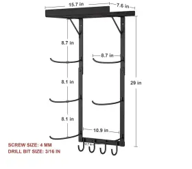768497611221 PELOFAMILY Yoga Mat Holder Wall Mount Storage Gy