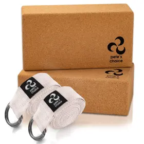 First PETES CHOICE Cork Yoga Blocks Straps Firm Eco Natural