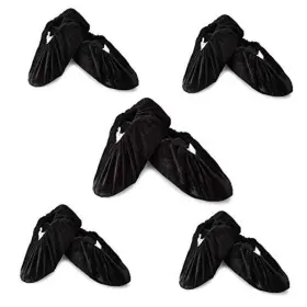 Plasmaller Lichuan-001 5 Pairs Non Slip Washable Reusable Shoes Covers For Large Black
