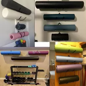 744591619318 PMSANZAY Wall Mount Yoga Mat Foam Roller Towel #3