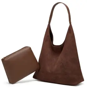 R-CYR-24BB359-COFFEE RUNGION Slouchy Suede Bags Women Tote