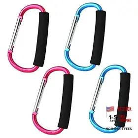 Sansheng 706597602411 4 Pack Large Carabiner 5.5 Inch D Style Click And Carry Bag Carrier 2red 2blue