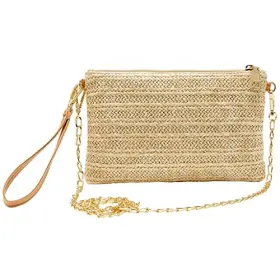 BAG-B610-1-KHAKI SINGBO Crossbody Women Beach Straw Purse
