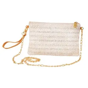 BAG-B610-2-BEIGE SINGBO Crossbody Women Beach Straw Purse
