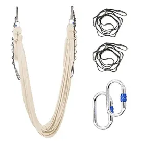 Skypharos 5.4m-champagne 5.5 Yards Aerial Silks Yoga Swing Set - Hammock Kit Ant