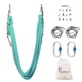 Skypharos 5.4m-turquoise Yards Aerial Silks Yoga Swing Set Hammock Kit Antigravity Flying For Fitness Skypharos 5.4m-turquoise Yards Aerial Silks Yoga Swing Set Hammock Kit Antigravity Flying For Fitness